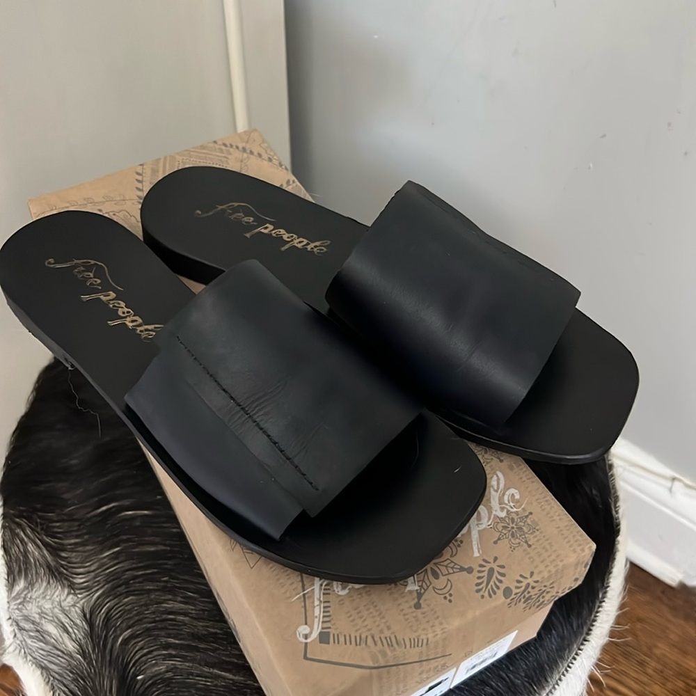 Free People Black Slide Sandals